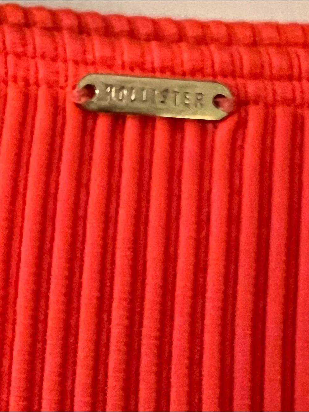 Hollister Women's Bikini Swim Bottom Ribbed Neon Orange/Coral Size Small NWOT